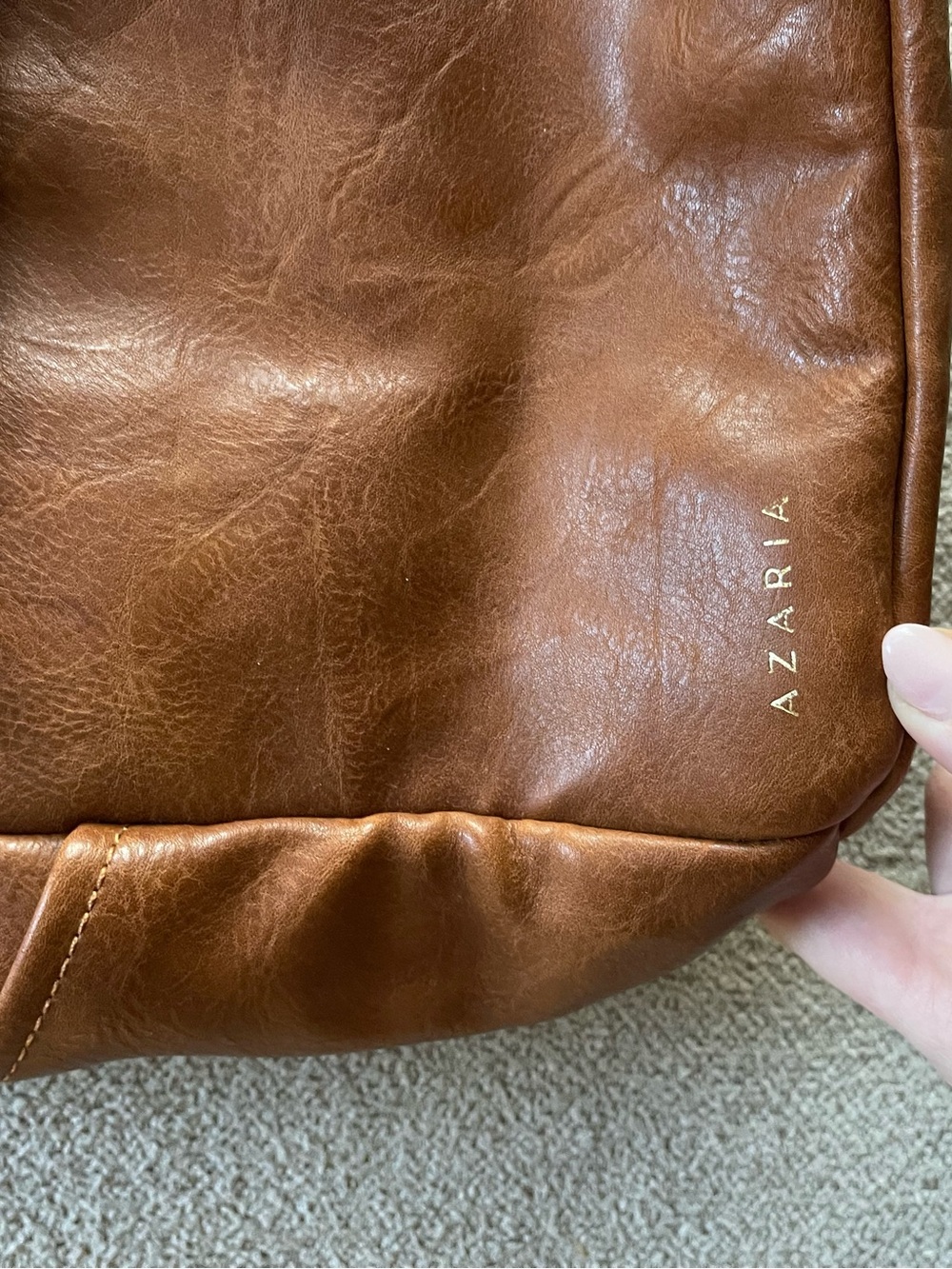 Azaria Tan Vegan Leather Baby Diaper Bag - Picture 4 of 6